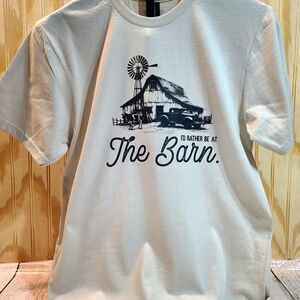 Id Rather Be At The Barn Graphic Beige Short Sleeve Tee